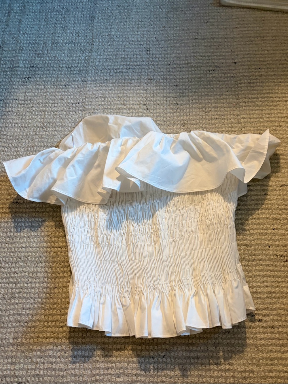 100% Cotton Zara White Strapless Ruffle Smocked Tube Top